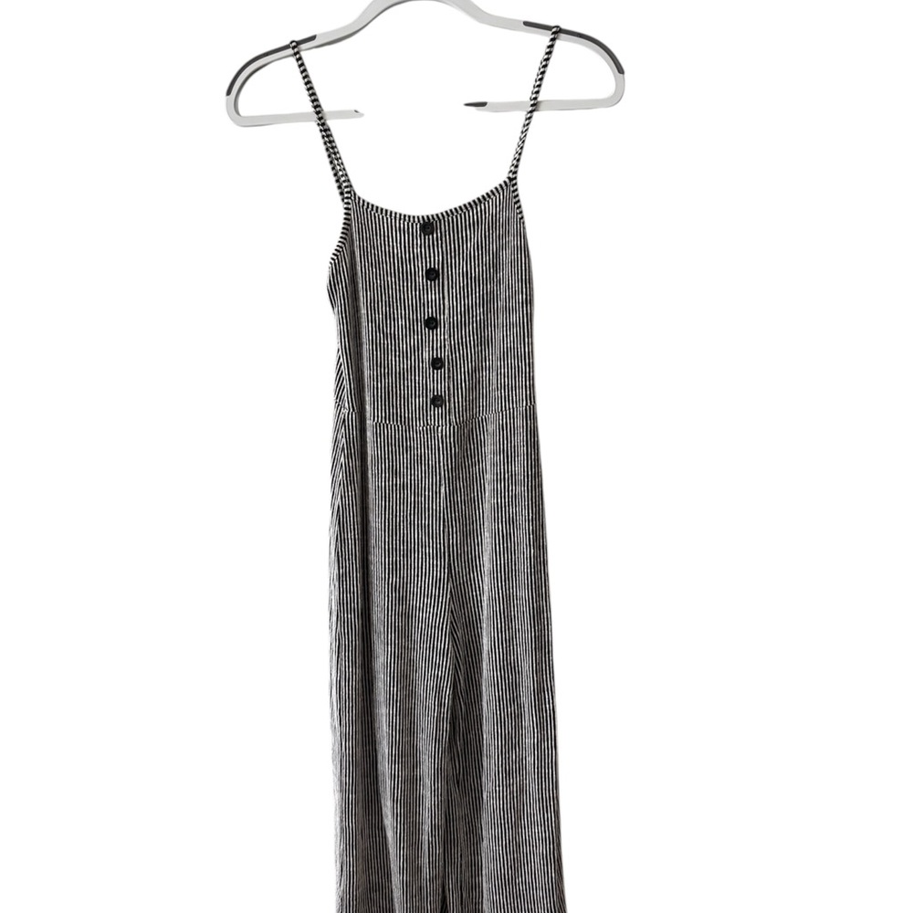 Caution To The Wind Black and White Striped Jumpsuit